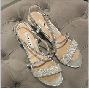 NINA | strappy silver heels 7.5